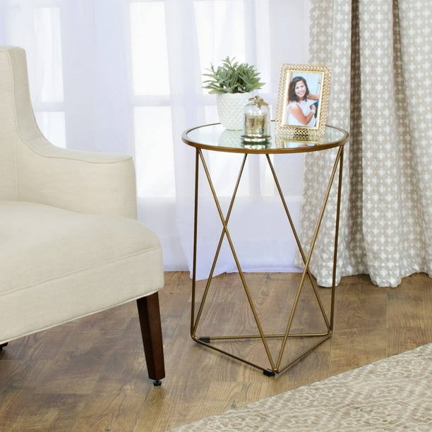 Gold, Benzara BM188218 Abstract Design Metal Accent Table with Inserted Mirror Top Gold, Benzara BM188218 Abstract Design Metal Accent Table with Inserted Mirror Top